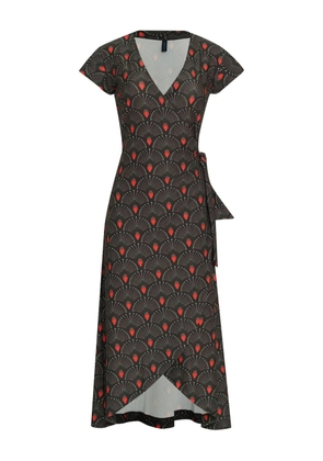 Lygia & Nanny Falcão V-neck pattern midi dress - Black