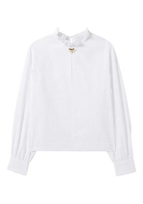 Claudie Pierlot heart-embellished striped blouse - White