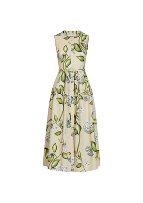 Oscar de la Renta flower-print sleeveless midi dress - Neutrals
