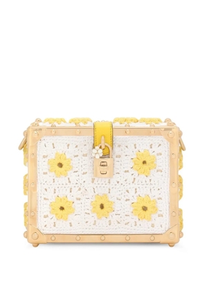 Dolce & Gabbana Dolce Box crochet-panel clutch bag - Gold