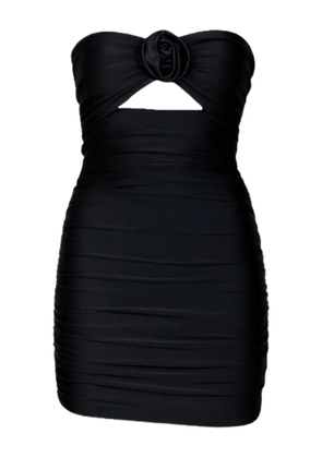 ROOM76 floral-appliqué strapless mini dress - Black