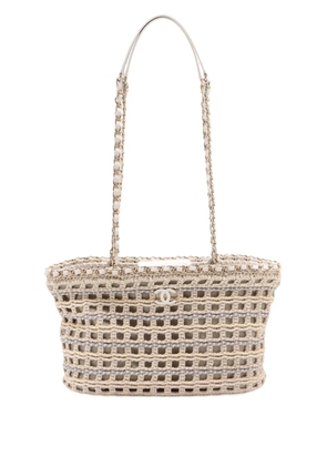 CHANEL Pre-Owned 2021-2025 Small Cotton Crochet Le Panier Shopping tote bag - White
