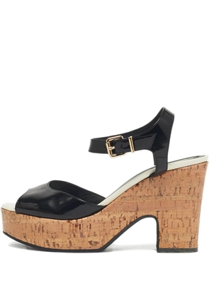 Fendi Pre-Owned leather platform sandals - Black