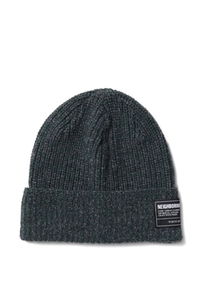 Neighborhood ribbed label beanie hat - Grey