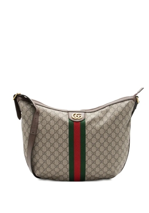 Gucci Pre-Owned 2019 large GG Supreme Ophidia logo-plaque shoulder bag - Neutrals