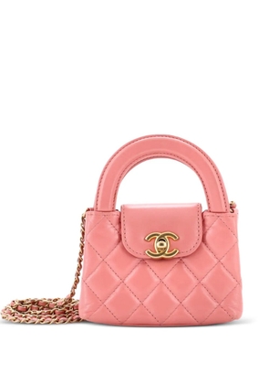CHANEL Pre-Owned Kelly Top Handle Shopping Bag Quilted Shiny Aged Calfskin Nano crossbody bag - Pink