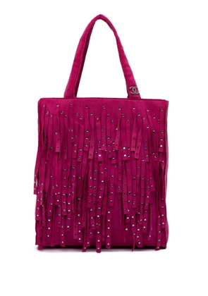 CHANEL Pre-Owned 2000-2002 Mini Suede Studded Fringe tote bag - Pink