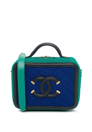 CHANEL Pre-Owned 2019 Small Jersey CC Filigree Vanity Case satchel - Blue