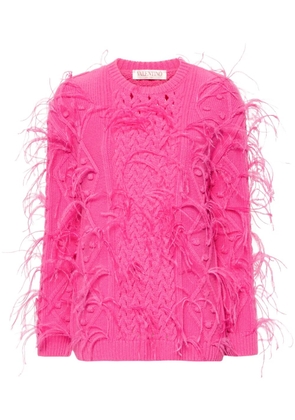 Valentino Garavani feather-detail knitted jumper - Pink