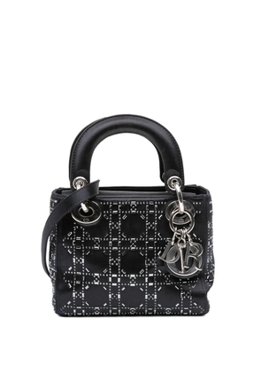 Christian Dior Pre-Owned 2017 Mini Satin Cannage Strass Crystal Embellished Lady Dior satchel - Black