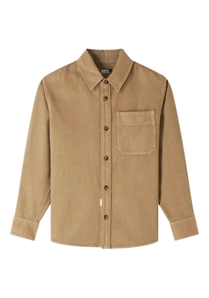 A.P.C. logo-embroidered shirt jacket - Brown