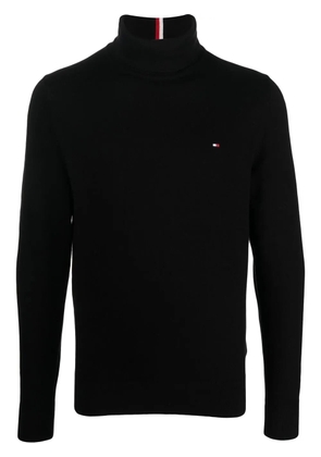 Tommy Hilfiger logo-embroidered roll-neck top - Black