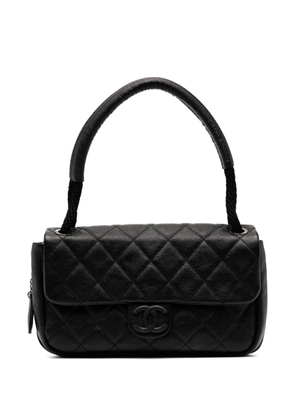 CHANEL Pre-Owned 2008 Medium Classic Zippered Expandable Rubber CC Flap Bag - Black
