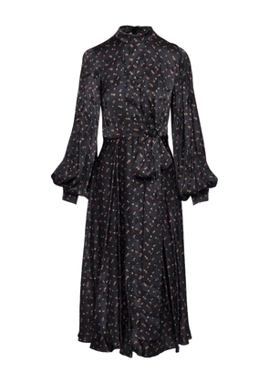 NISSA printed tie-detail midi dress - Black