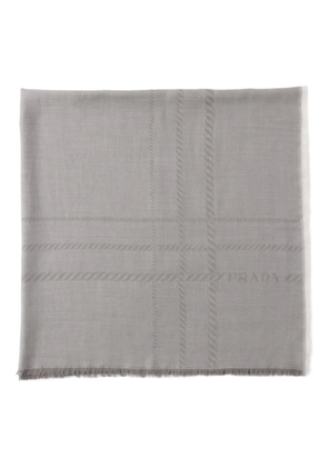 Prada jacquard fringed scarf - Grey