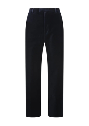 Gucci logo-embroidery velvet trousers - Blue