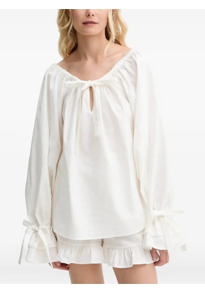 Sleeper tie ruffle blouse - White