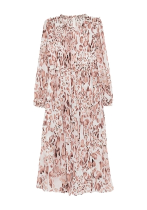 Needle & Thread leopard smocked midi dress - Neutrals