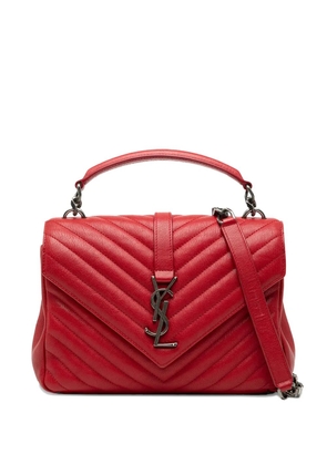Saint Laurent Pre-Owned 2017 Medium Quilted Chevron Sheepskin College satchel - Red