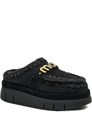 Mou Bounce welt logo-plaque mules - Black