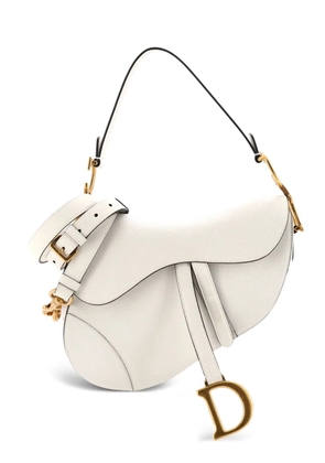 Christian Dior Pre-Owned Saddle Handbag with Strap Leather Medium shoulder bag - White