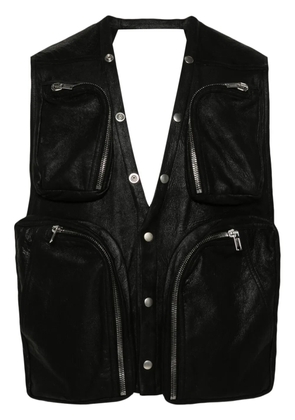 Rick Owens leather V-neck gilet - Black