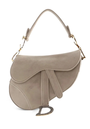 Christian Dior Pre-Owned 2020 Mini Velvet Crystal Embellished Saddle Bag handbag - Grey