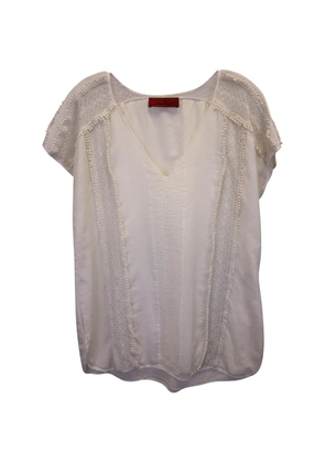 Carolina Herrera Vintage lace-trim V-neck blouse - White