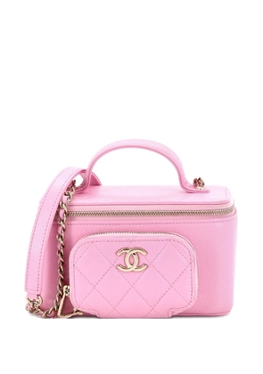 CHANEL Pre-Owned Business Affinity Top Handle Vanity Case with Chain Quilted Caviar Small satchel - Pink