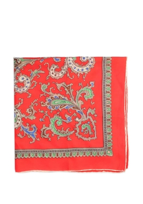 Vintage paisley-print silk scarf - Red