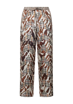 Pierre-Louis Mascia houndstooth-pattern drawstring-waist trousers - White