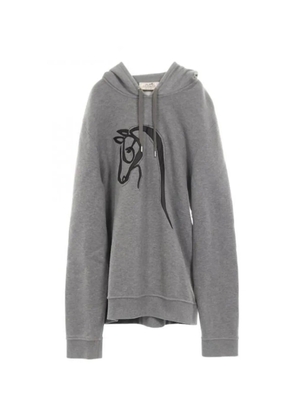 Hermès Pre-Owned 2010s horse leather patch hoodie - Grey