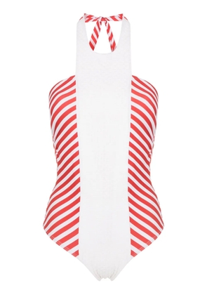 Amir Slama striped halterneck swimsuit - White