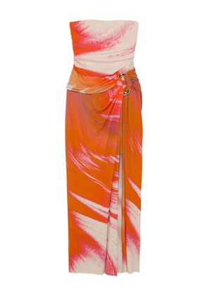 Simkhai marble-print strapless top - Orange