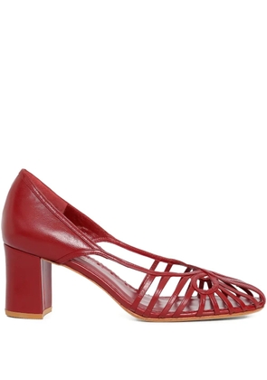 Sarah Chofakian 55mm Glyph cut-out block-heel pumps - Red