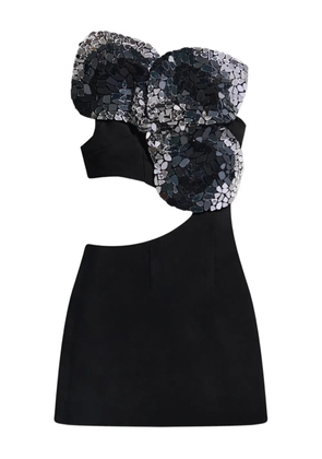 AREA embroidered cut-out mini dress - Black