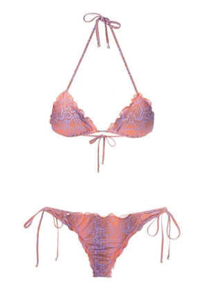 Amir Slama snakeskin-print triangle bikini - Purple