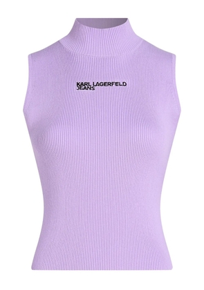 Karl Lagerfeld Jeans logo-embroidered ribbed top - Purple