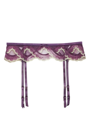Fleur Du Mal Hendrix embroidered garter belt - Purple