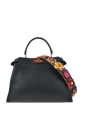 Fendi Pre-Owned 2017 Peekaboo flower-applique tote bag - Black