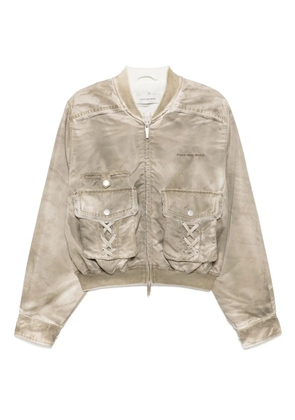 Feng Chen Wang logo-embroidered bomber jacket - Neutrals