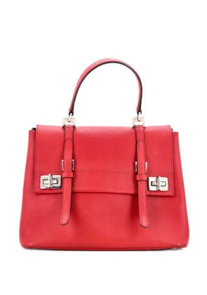 Prada Pre-Owned Half Flap Double Turn Lock Saffiano Leather Medium satchel - Red