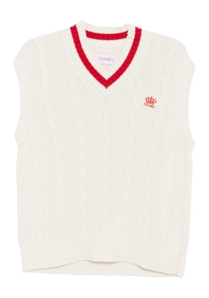THAMES MMXX logo appliqué knitted vest - WHITE WITH PRINT