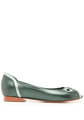 Sarah Chofakian Muniz cut-out leather ballet pumps - Green