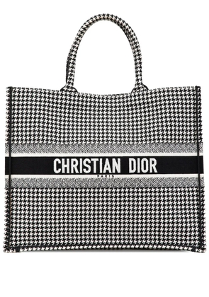 Christian Dior Pre-Owned 2019 Large Canvas Houndstooth Embroidered Book tote bag - Black