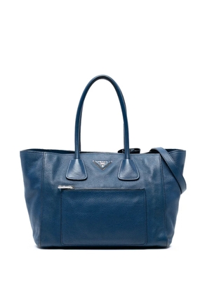 Prada Pre-Owned 2000-2025 Vitello Daino Front Pocket Open Convertible Tote satchel - Blue