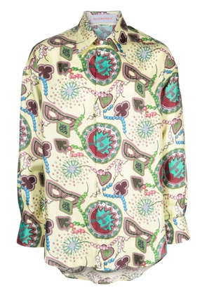 BLUEMARBLE graphic-print silk shirt - Yellow