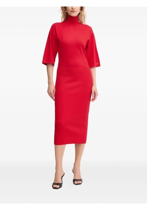 TWINSET turtleneck quarter-sleeve midi dress - Red
