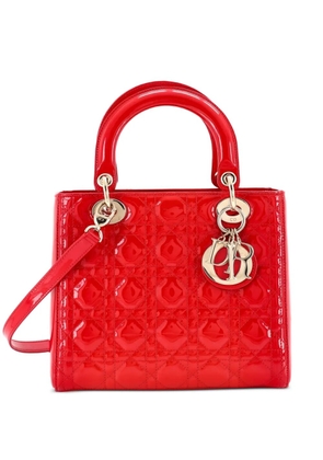 Christian Dior Pre-Owned Lady Dior Bag Cannage Quilt Patent Medium satchel - Red