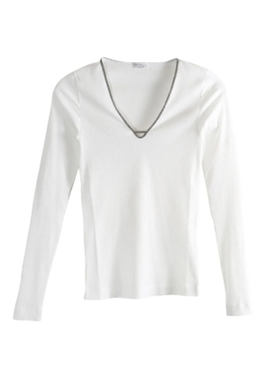 Brunello Cucinelli V-neck long-sleeve T-shirt - White